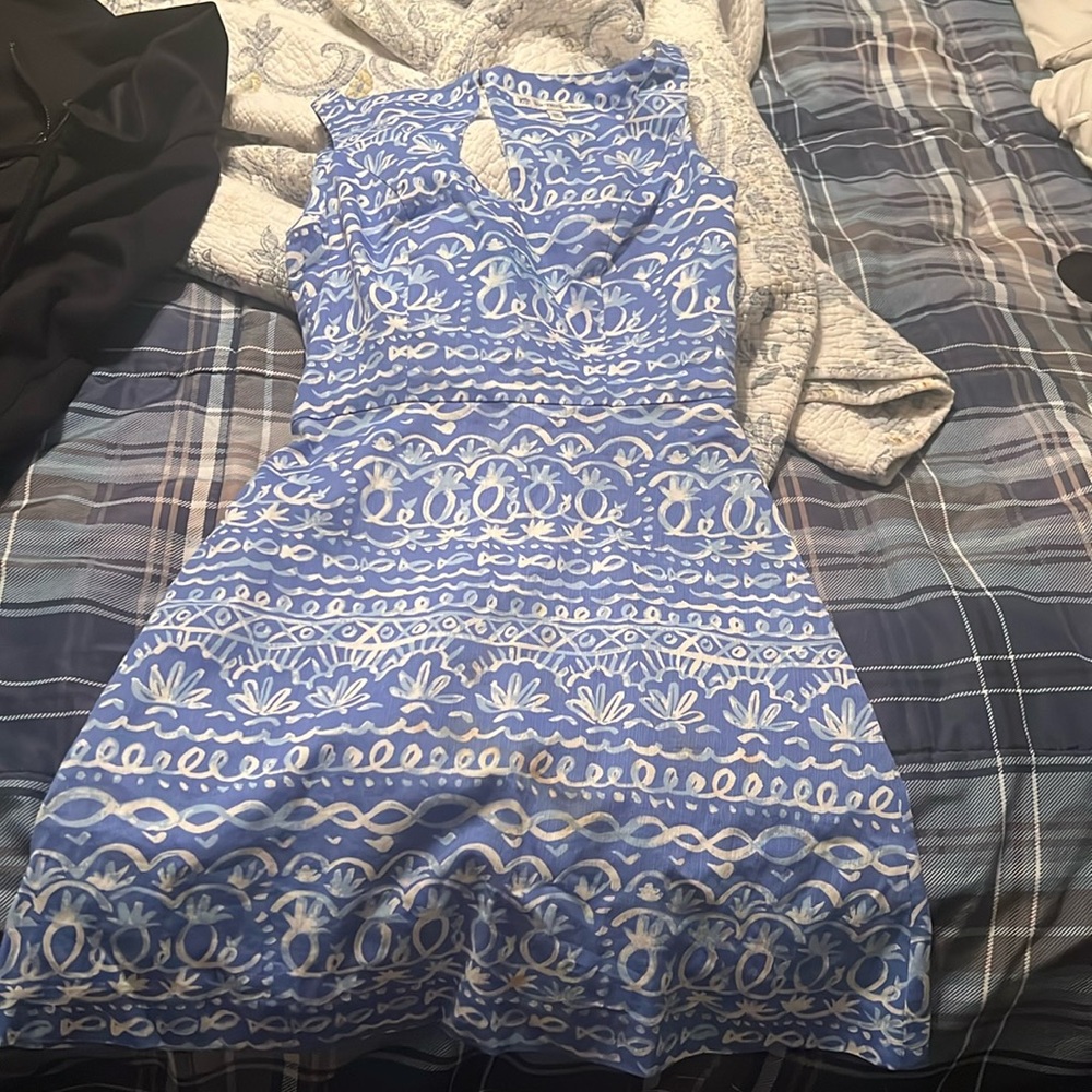 Southern tide 00 dress with pockets blue and white sleeveless